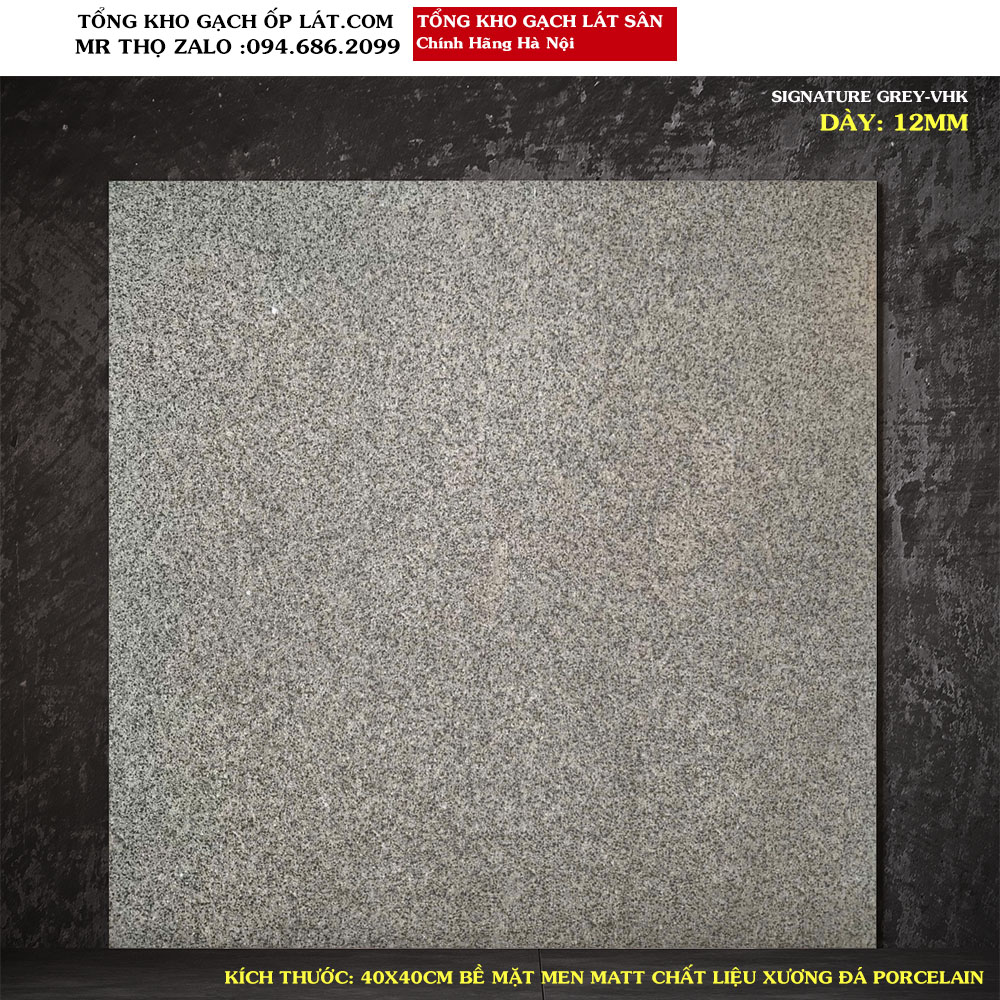 Gạch lát sân giả đá 40x40 ấn độ SIGNATURE GREY